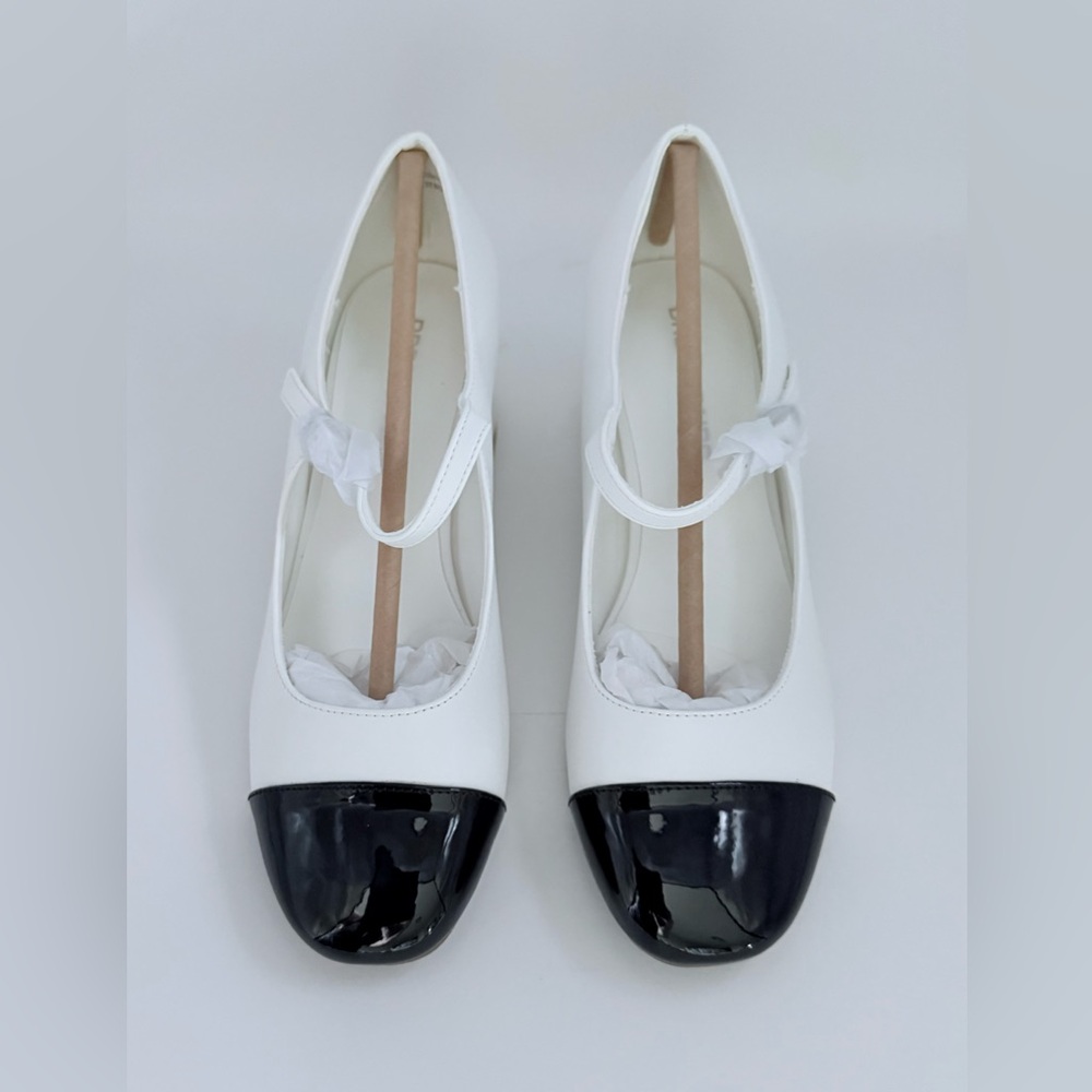 Dream Pairs Women’s Mary Jane Dress Shoes White/Black Cap Toe Sz 6.5 New In Box - Picture 2 of 7